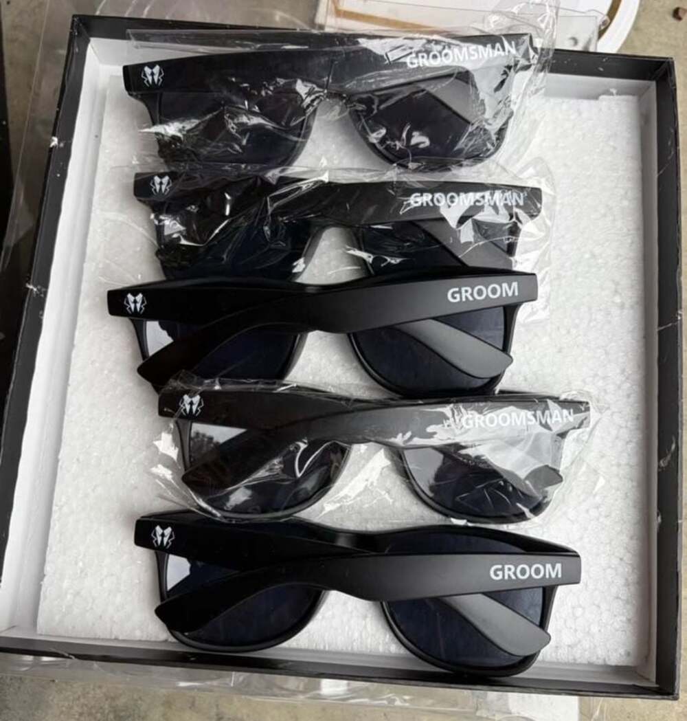 Set of 5 Groom and Groomsman Wedding Party Black Sunglasses